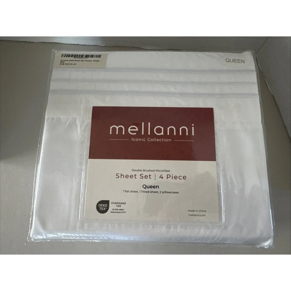 Mellanni White Queen Sheet Set 4 Pc - 2 Pillowcases 1+1 Iconic Collection New
